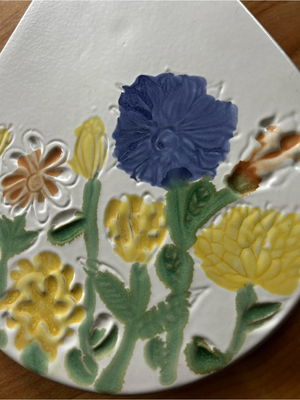 Folkart Bennington Potters 1561 Teardrop Floral Trivet Wall Hanging David Gil